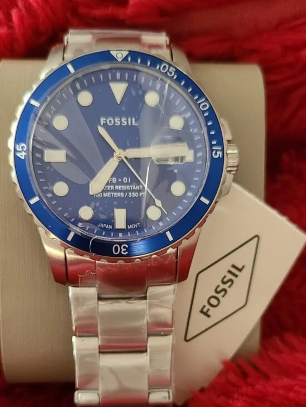Fossil Blue Men's Bracelet Watch.. Stainless Steel Band... Brand New & Authentic